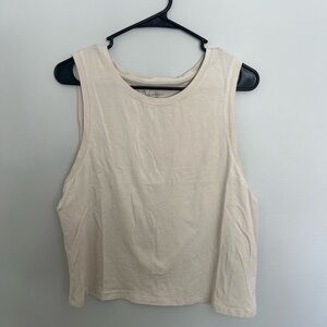 Old Navy Bestee Cream Sleeveless Tank Top Cotton Blend Casual Basic Size XL